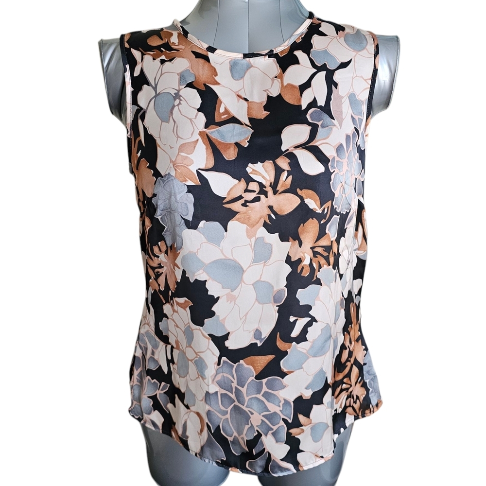 NWT Kasper Women's Floral Print Sleeveless Blouse - Size M - Made in Vietnam